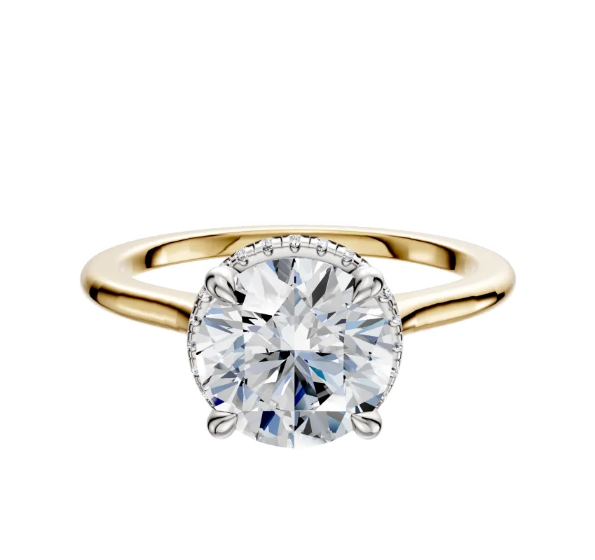 14K Two Tone 4 Prong Collar Cathedral Dome 1.5mm Engagement Ring sold by Promise By Effy