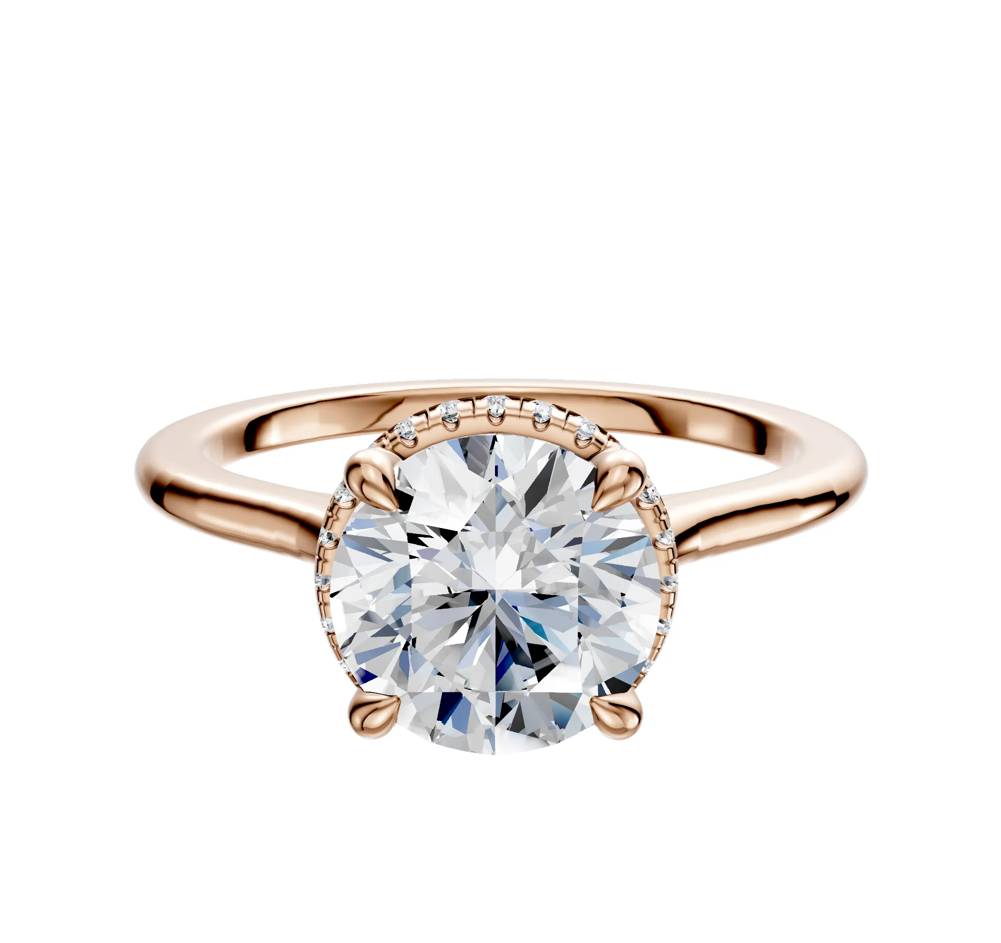 14K Rose Gold 4 Prong Collar Cathedral Dome 1.5mm Engagement Ring sold by Promise By Effy