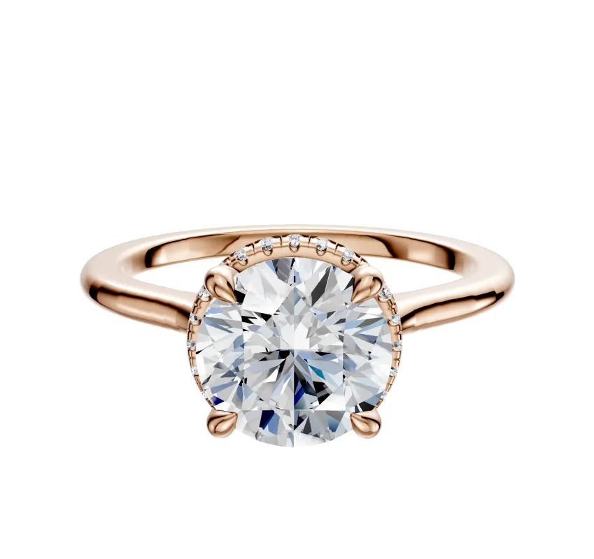 18K Rose Gold 4 Prong Collar Cathedral Dome 1.5mm Engagement Ring sold by Promise By Effy