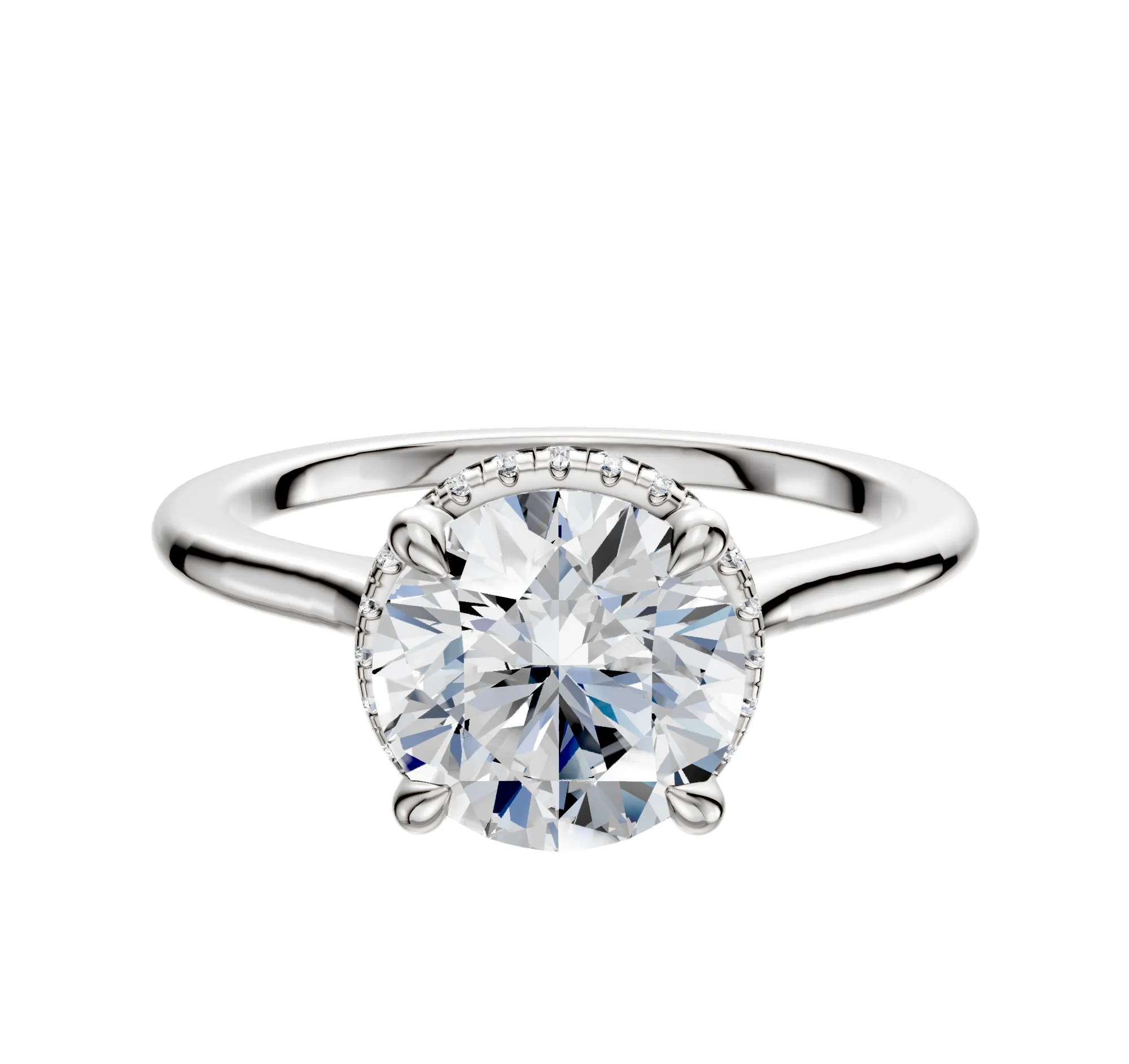 Platinum 4 Prong Collar Cathedral Dome 1.5mm Engagement Ring sold by Promise By Effy