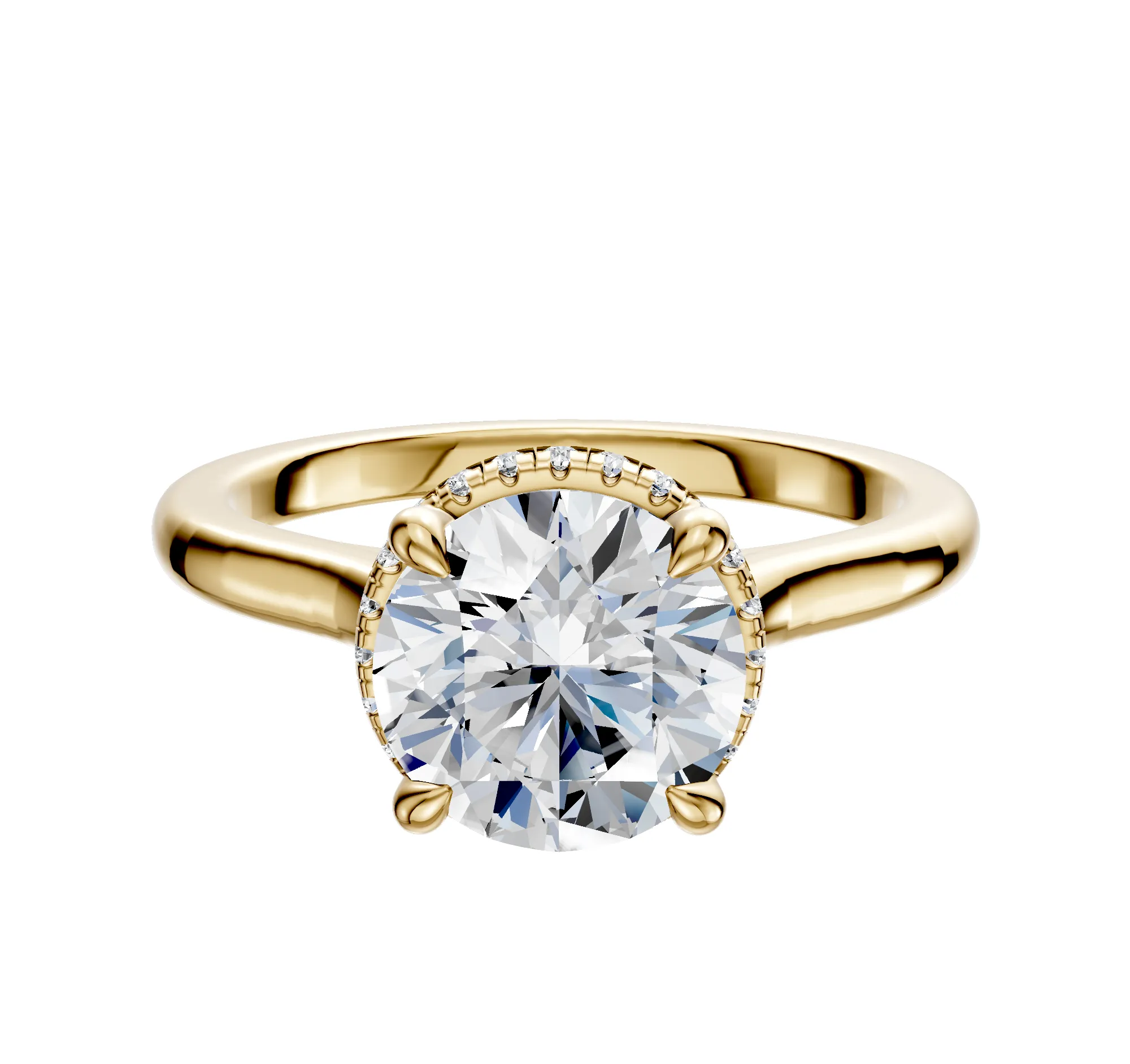 14K Yellow Gold 4 Prong Collar Cathedral Dome 2.0mm Engagement Ring sold by Promise By Effy