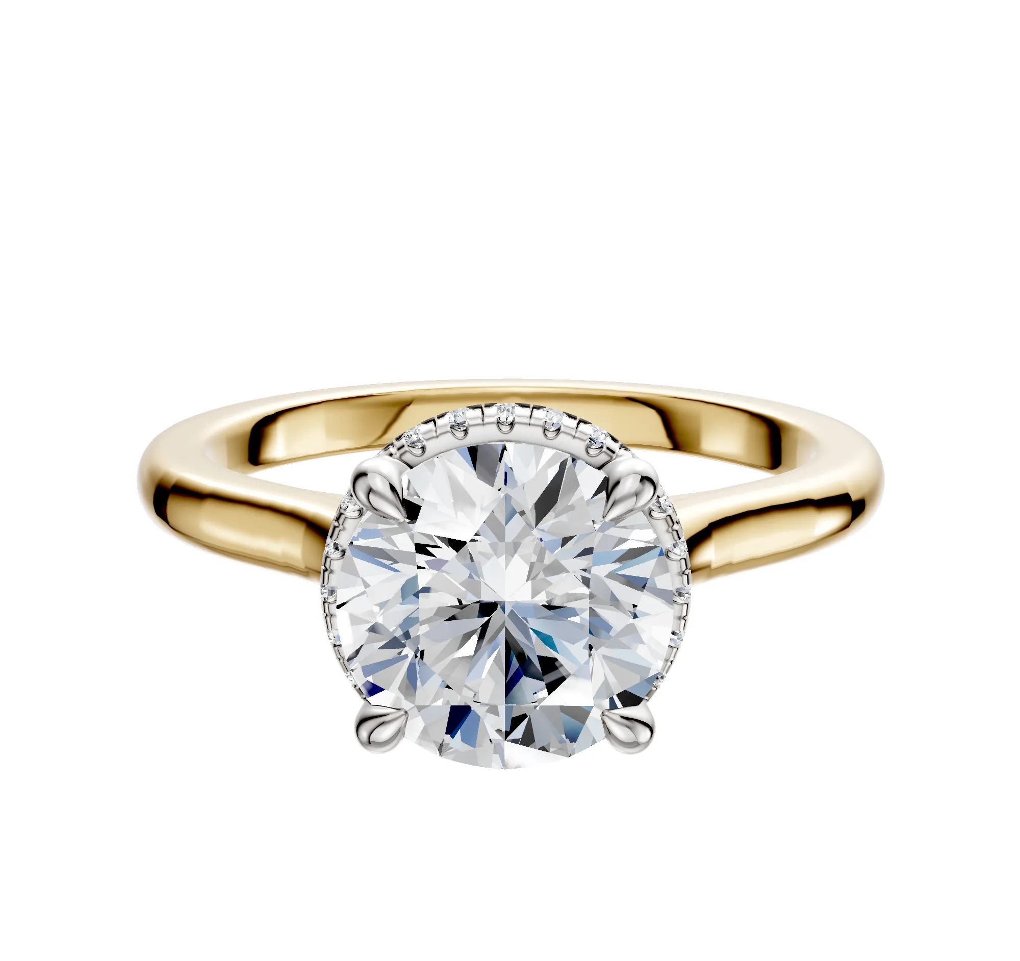 14K Two Tone 4 Prong Collar Cathedral Dome 2.0mm Engagement Ring sold by Promise By Effy