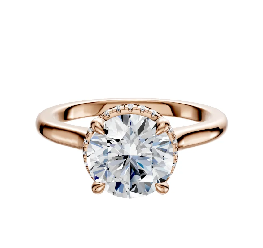 14K Rose Gold 4 Prong Collar Cathedral Dome 2.0mm Engagement Ring sold by Promise By Effy