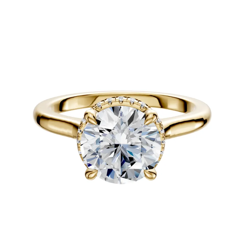 18K Yellow Gold 4 Prong Collar Cathedral Dome 2.0mm Engagement Ring sold by Promise By Effy