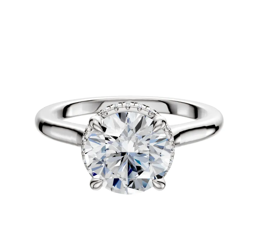 Platinum 4 Prong Collar Cathedral Dome 2.0mm Engagement Ring sold by Promise By Effy
