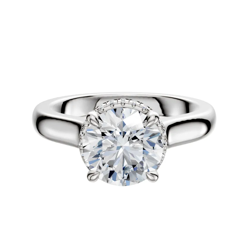 14K White Gold 4 Prong Collar Cathedral Dome 3.0mm Engagement Ring sold by Promise By Effy