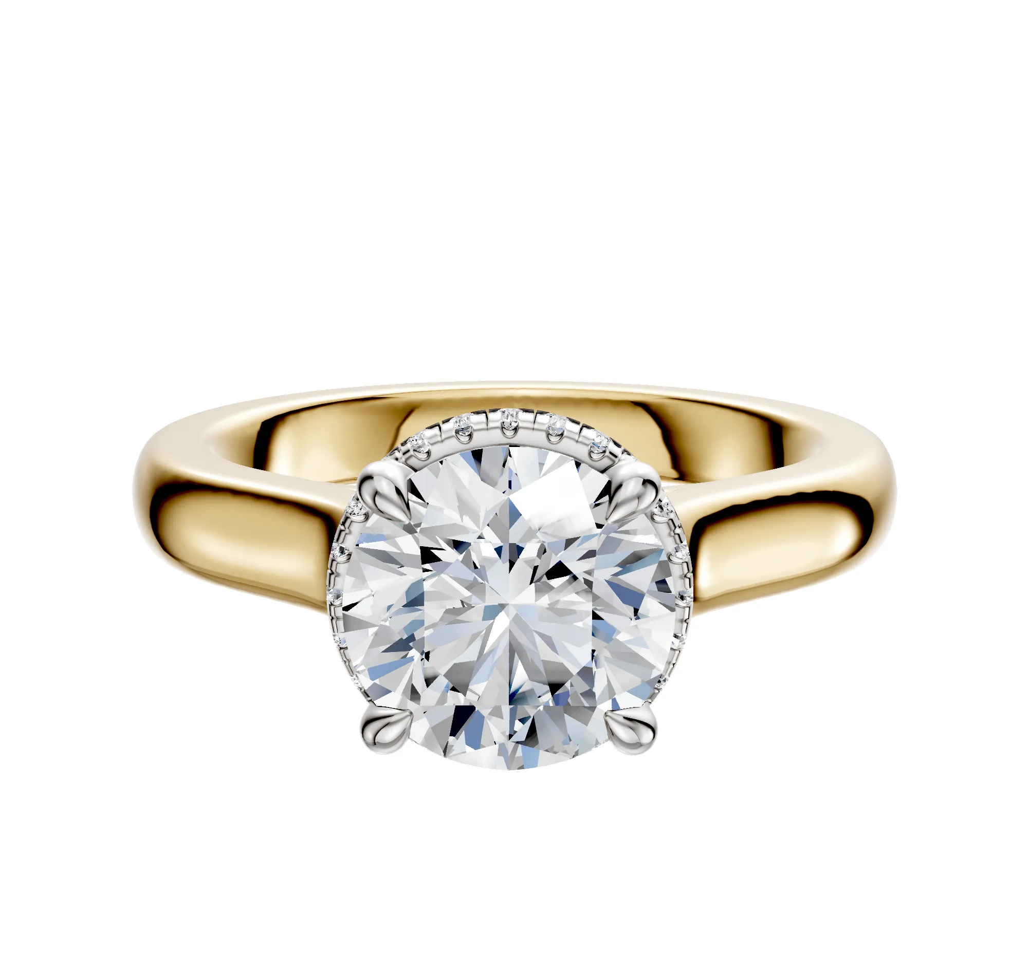 14K Two Tone 4 Prong Collar Cathedral Dome 3.0mm Engagement Ring sold by Promise By Effy