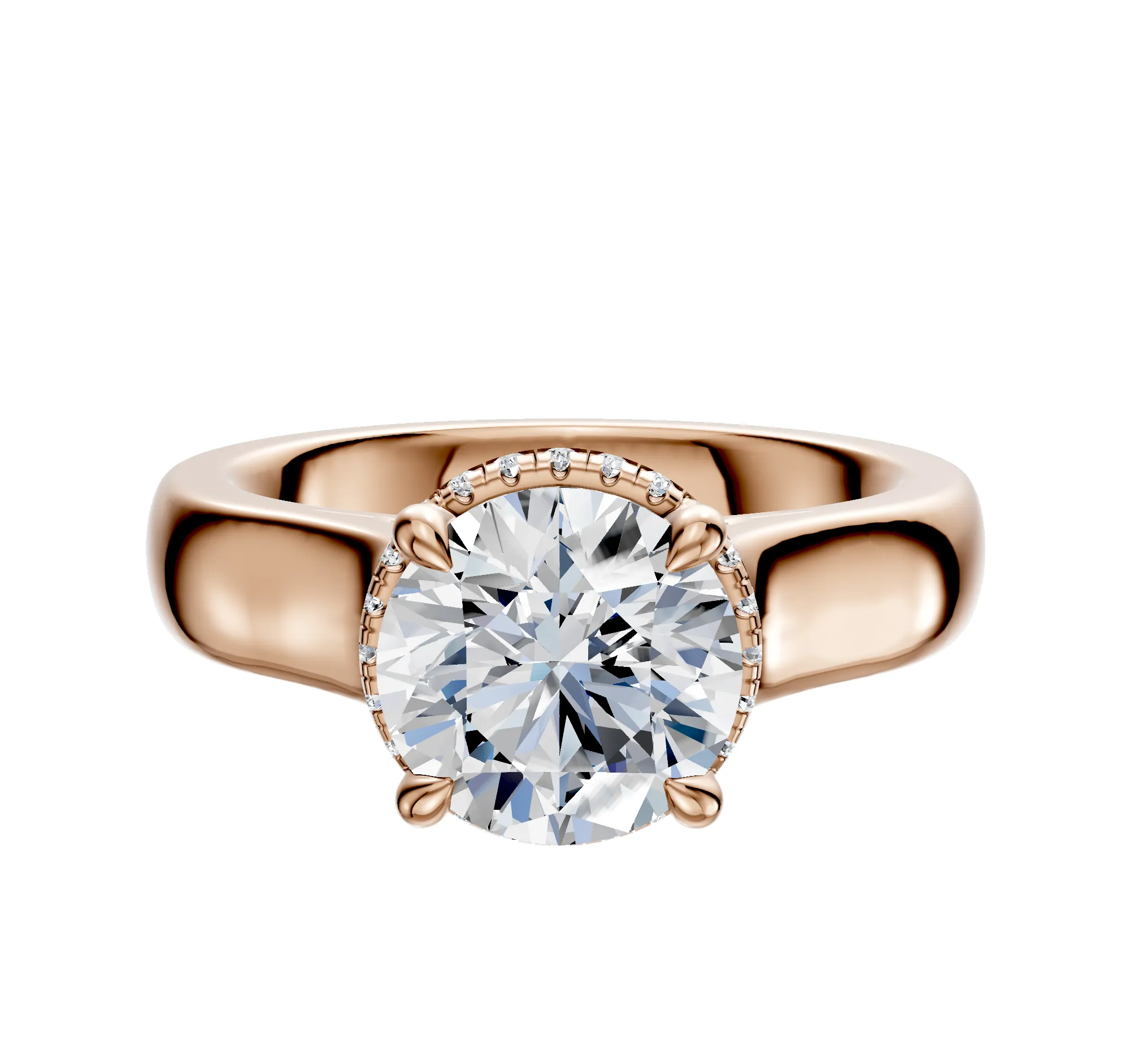 14K Rose Gold 4 Prong Collar Cathedral Dome 4.0mm Engagement Ring sold by Promise By Effy