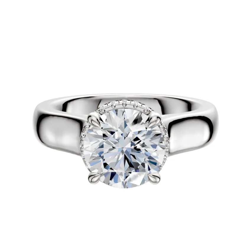 Platinum 4 Prong Collar Cathedral Dome 4.0mm Engagement Ring sold by Promise By Effy