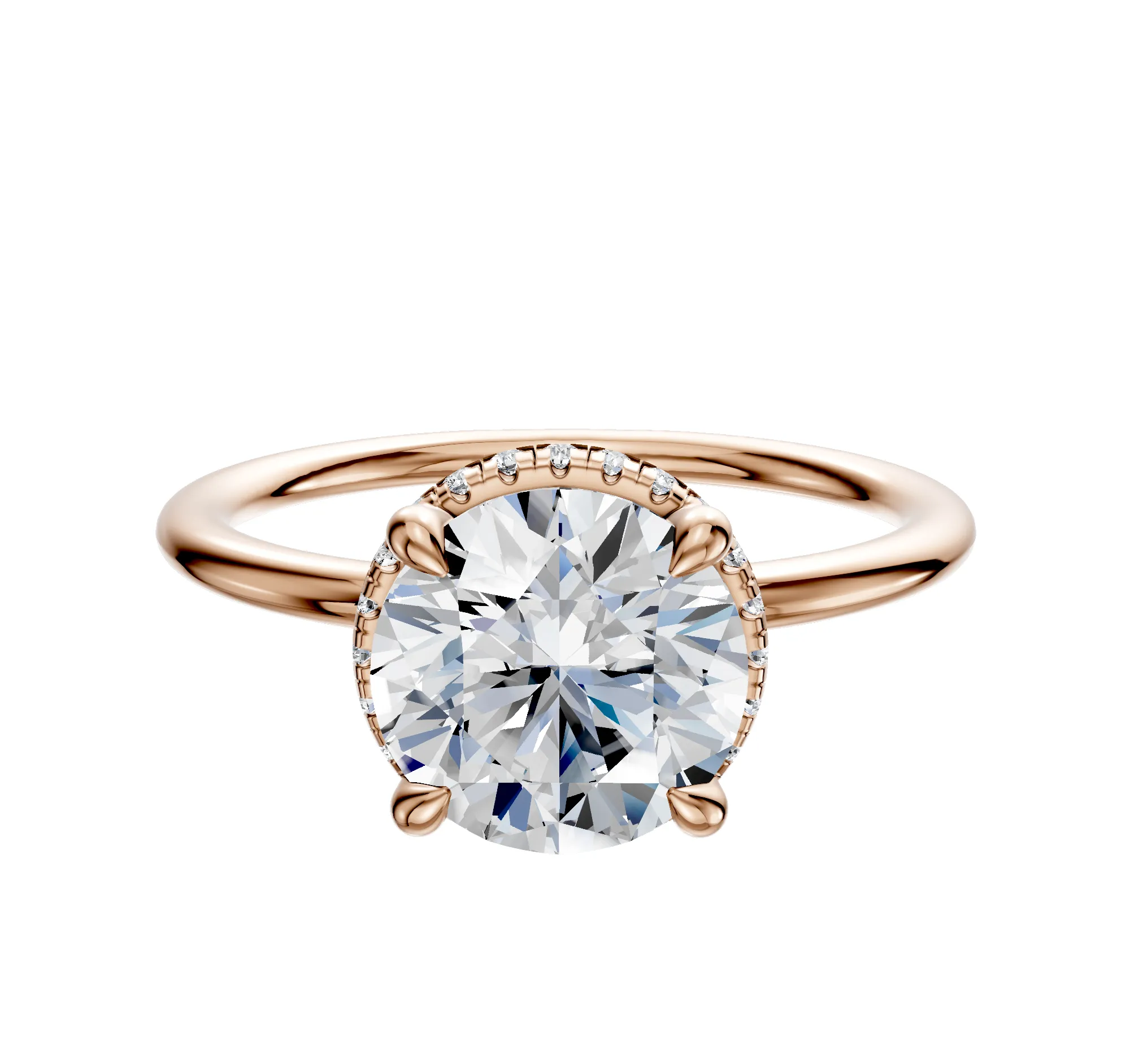 14K Rose Gold 4 Prong Collar Classic Dome 1.5mm Engagement Ring sold by Promise By Effy