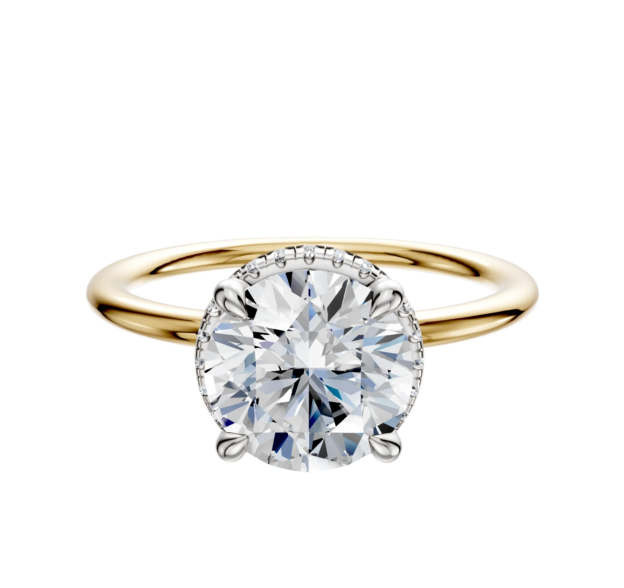 18K Two Tone 4 Prong Collar Classic Dome 1.5mm Engagement Ring sold by Promise By Effy