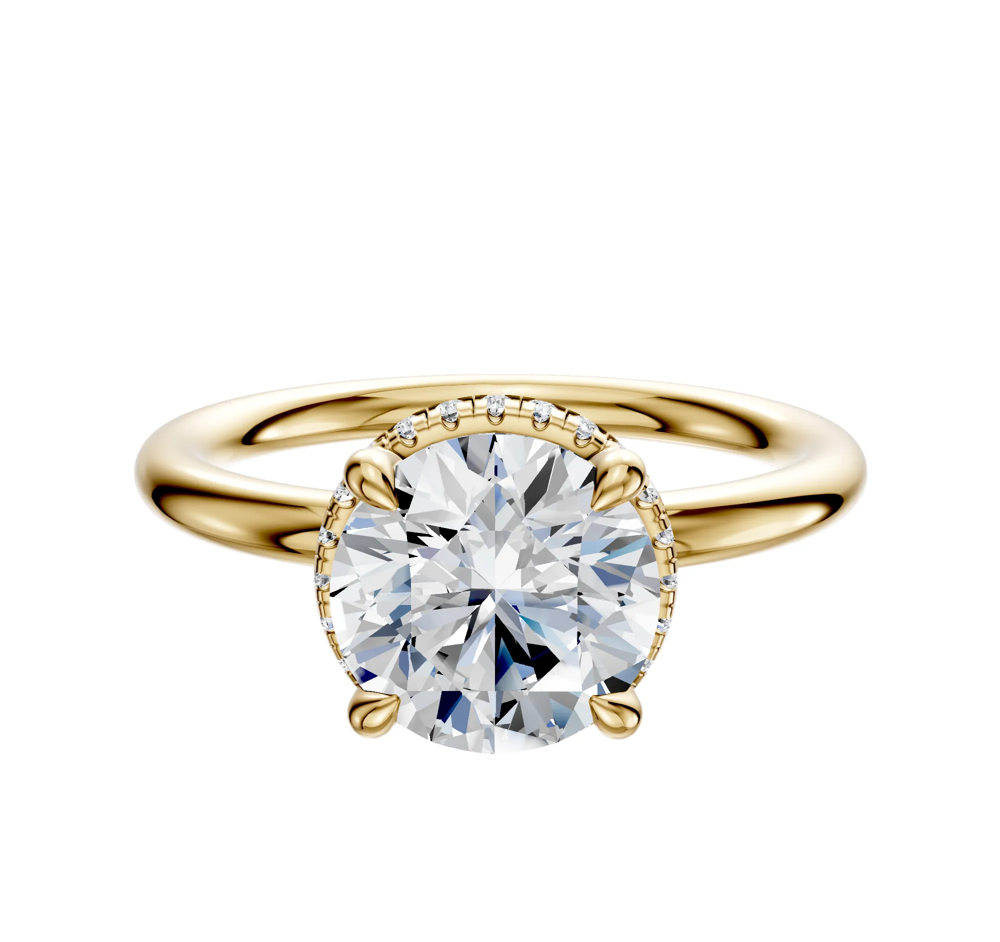 14K Yellow Gold 4 Prong Collar Classic Dome 2.0mm Engagement Ring sold by Promise By Effy
