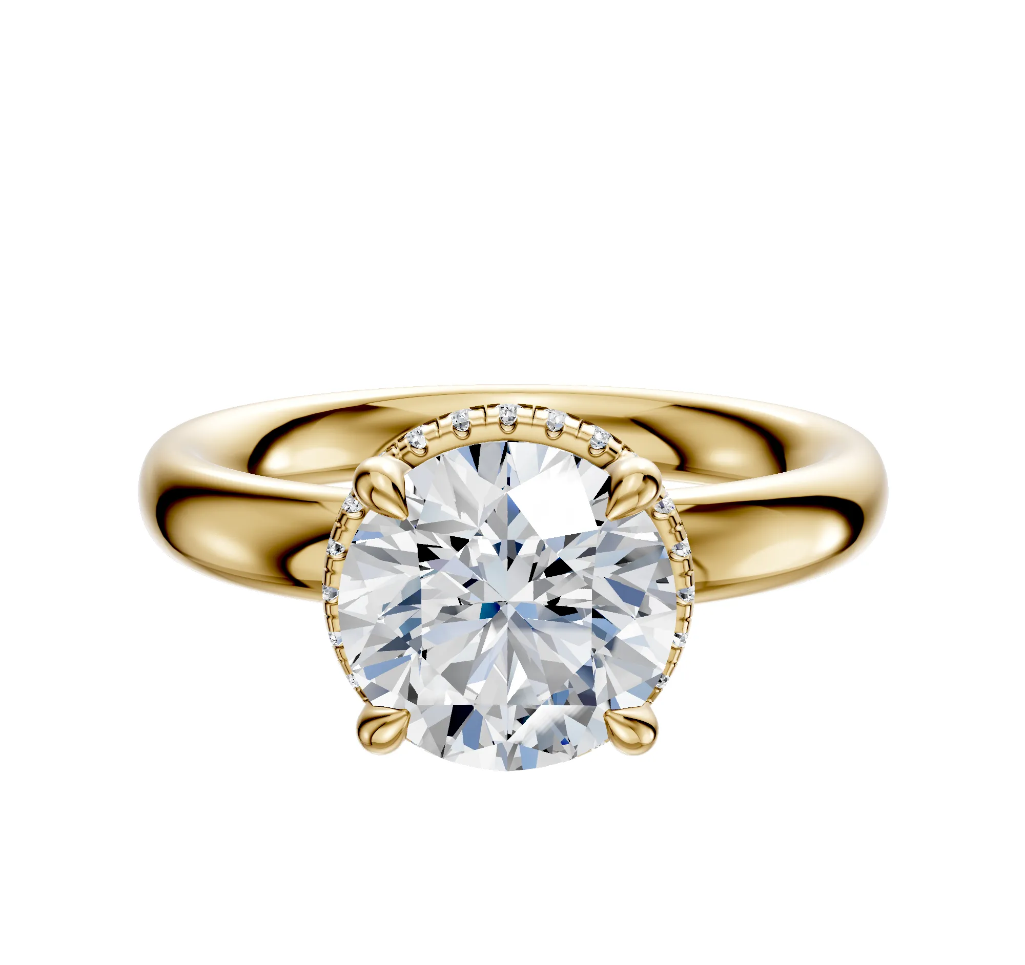 14K Yellow Gold 4 Prong Collar Classic Dome 3.0mm Engagement Ring sold by Promise By Effy