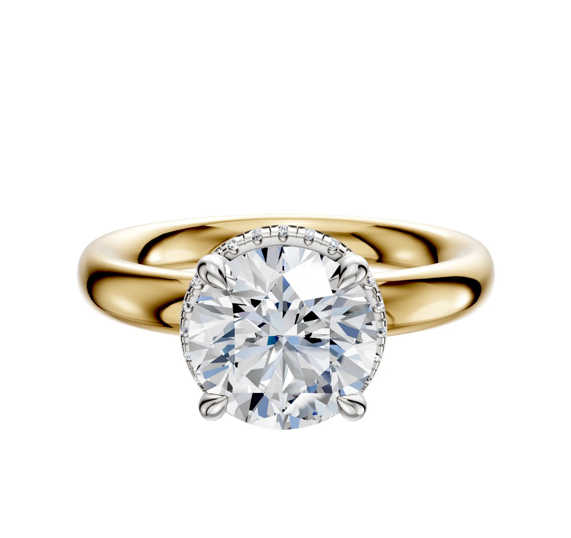 18K Two Tone 4 Prong Collar Classic Dome 3.0mm Engagement Ring sold by Promise By Effy