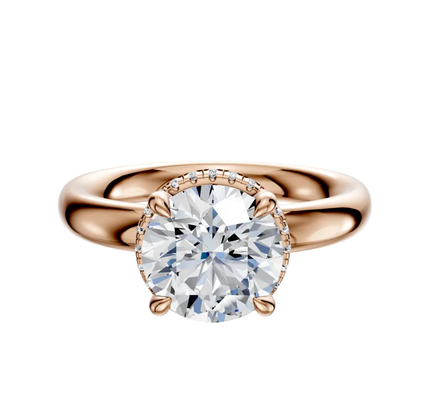 18K Rose Gold 4 Prong Collar Classic Dome 3.0mm Engagement Ring sold by Promise By Effy