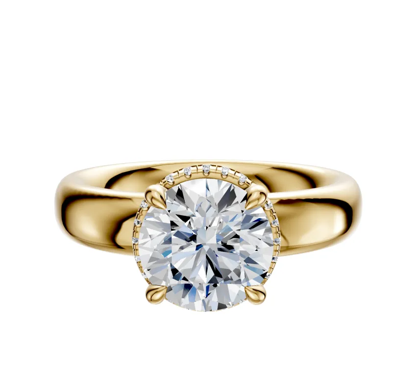14K Yellow Gold 4 Prong Collar Classic Dome 4.0mm Engagement Ring sold by Promise By Effy