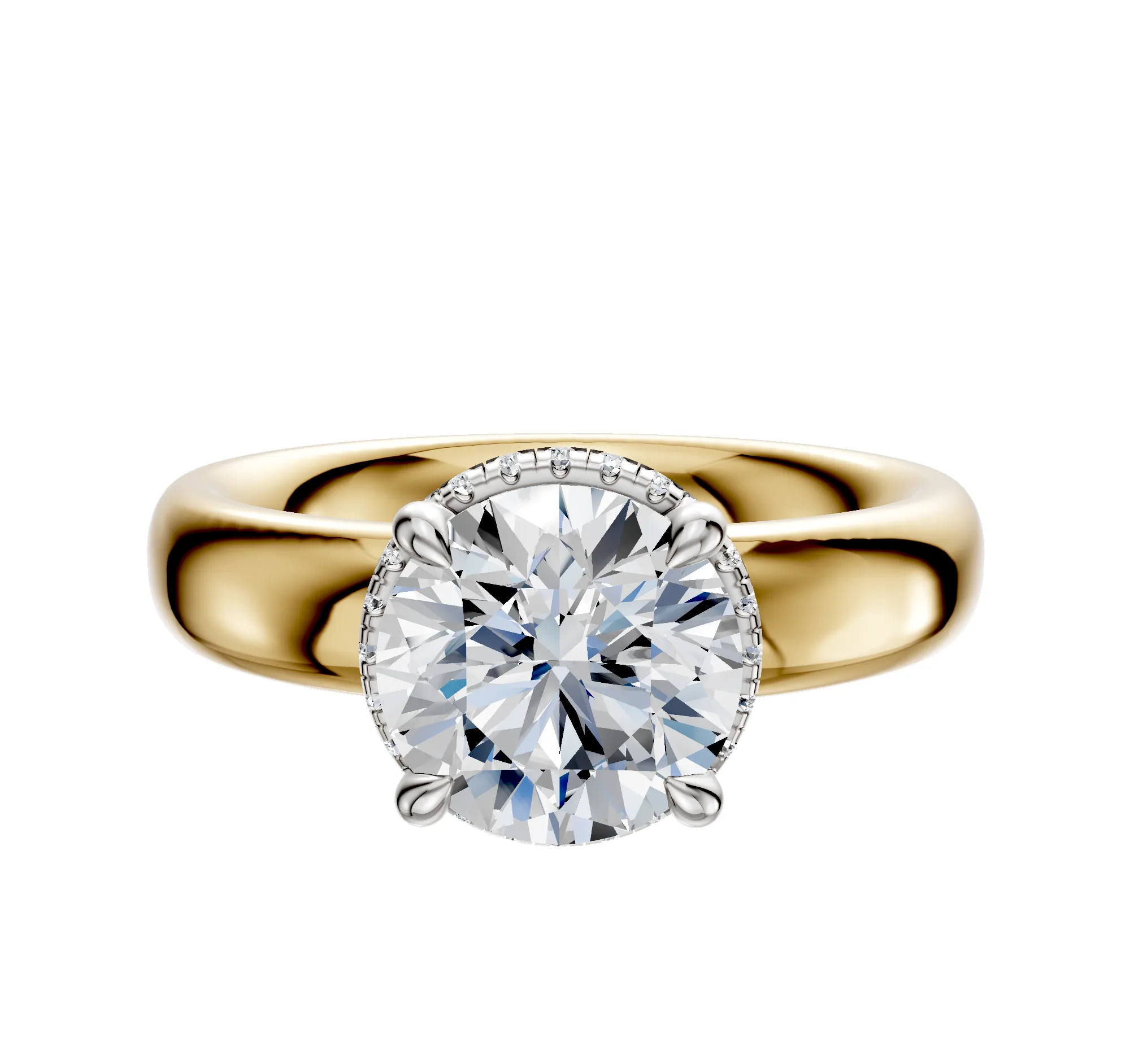 14K Two Tone 4 Prong Collar Classic Dome 4.0mm Engagement Ring sold by Promise By Effy