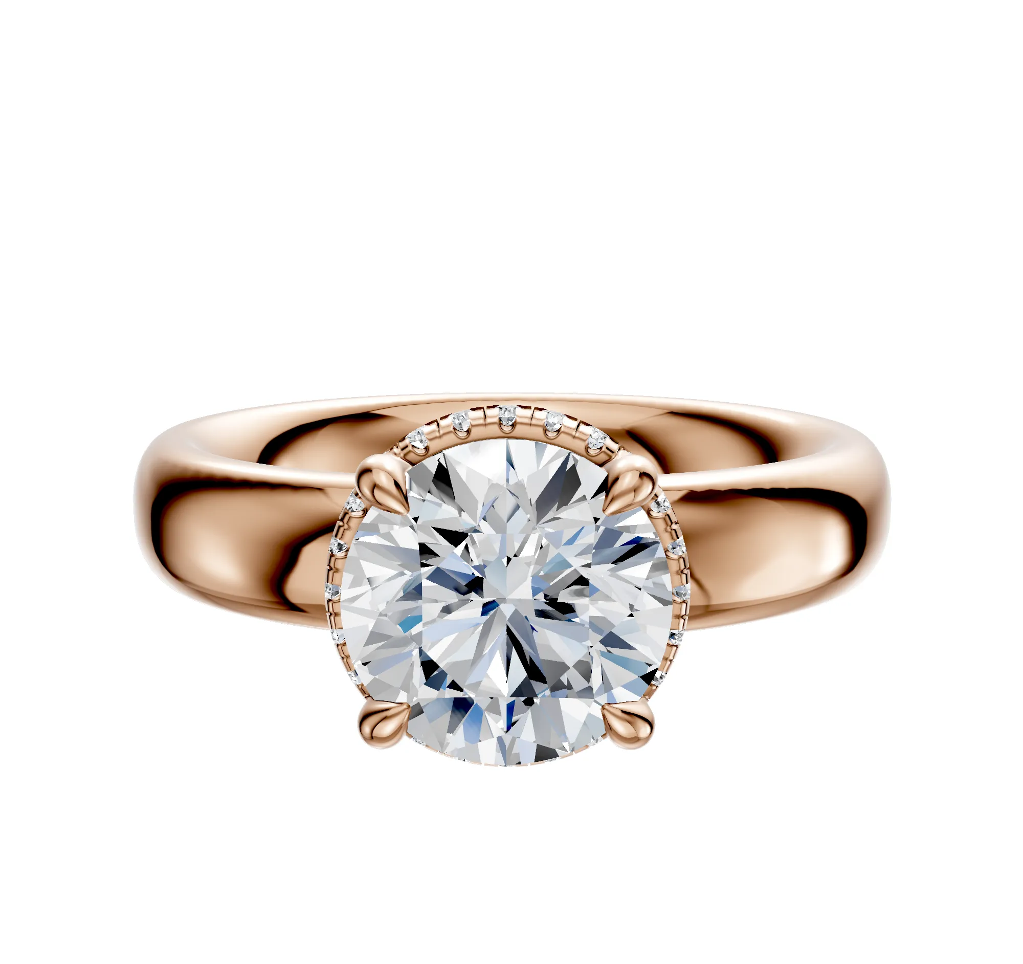 14K Rose Gold 4 Prong Collar Classic Dome 4.0mm Engagement Ring sold by Promise By Effy
