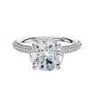 14K White Gold 4 Prong Collar Classic Dome 3-Row-Pave 2.0mm Engagement Ring sold by Promise By Effy