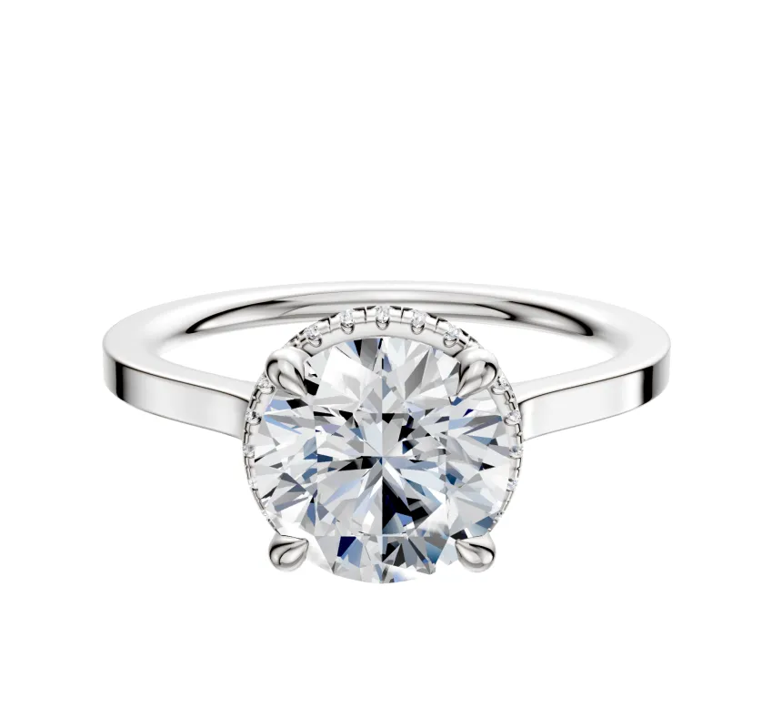 14K White Gold 4 Prong Collar Cathedral Flat 1.5mm Engagement Ring sold by Promise By Effy