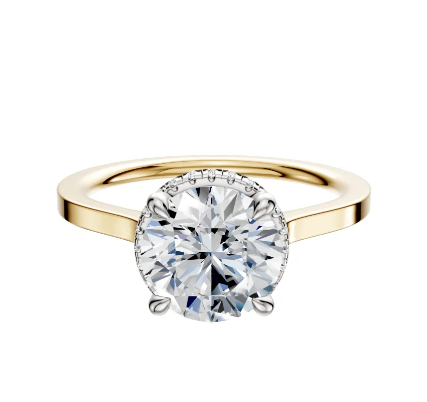 14K Two Tone 4 Prong Collar Cathedral Flat 1.5mm Engagement Ring sold by Promise By Effy