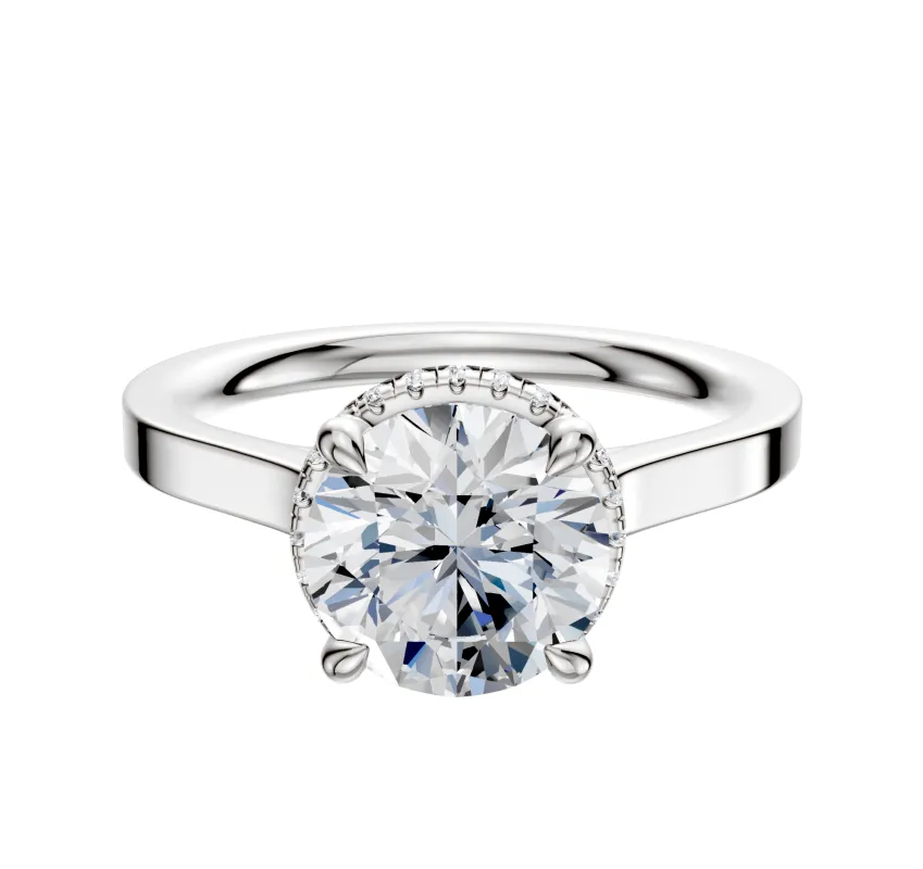 Platinum 4 Prong Collar Cathedral Flat 2.0mm Engagement Ring sold by Promise By Effy