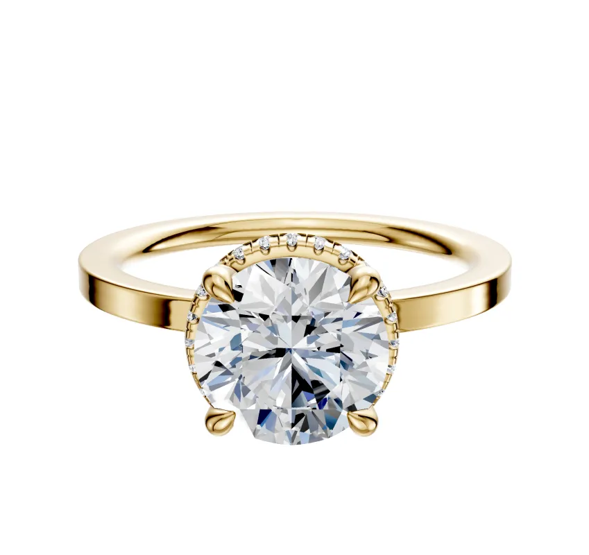 14K Yellow Gold 4 Prong Collar Classic Flat 1.5mm Engagement Ring sold by Promise By Effy