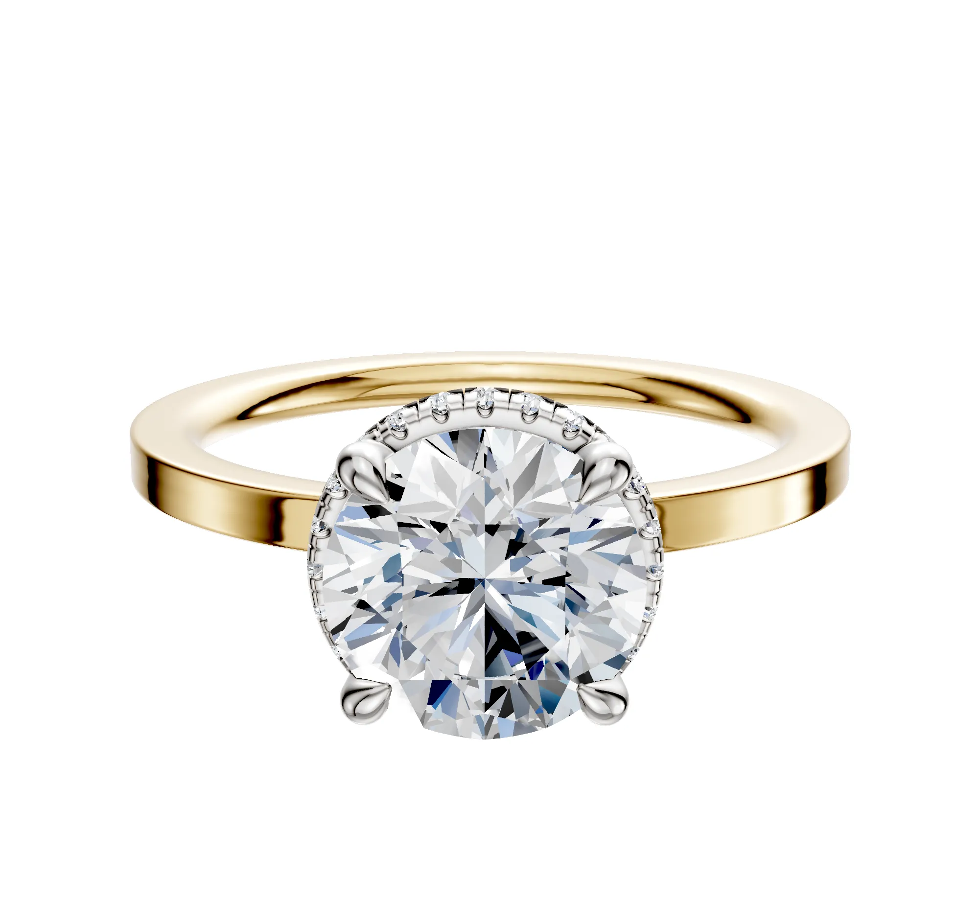 14K Two Tone 4 Prong Collar Classic Flat 1.5mm Engagement Ring sold by Promise By Effy