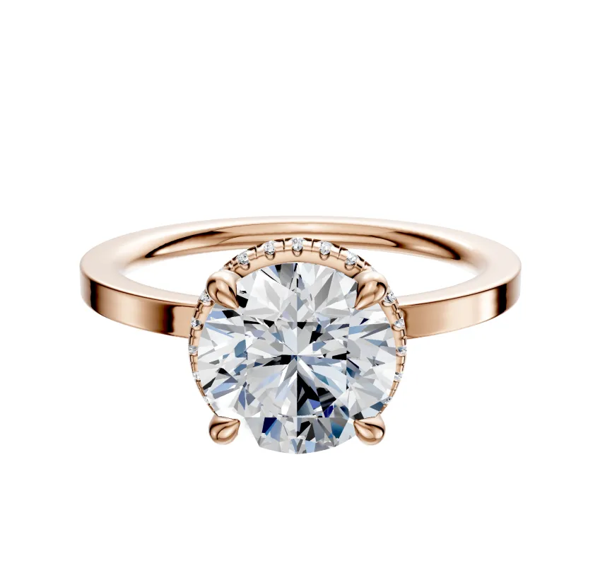 18K Rose Gold 4 Prong Collar Classic Flat 1.5mm Engagement Ring sold by Promise By Effy