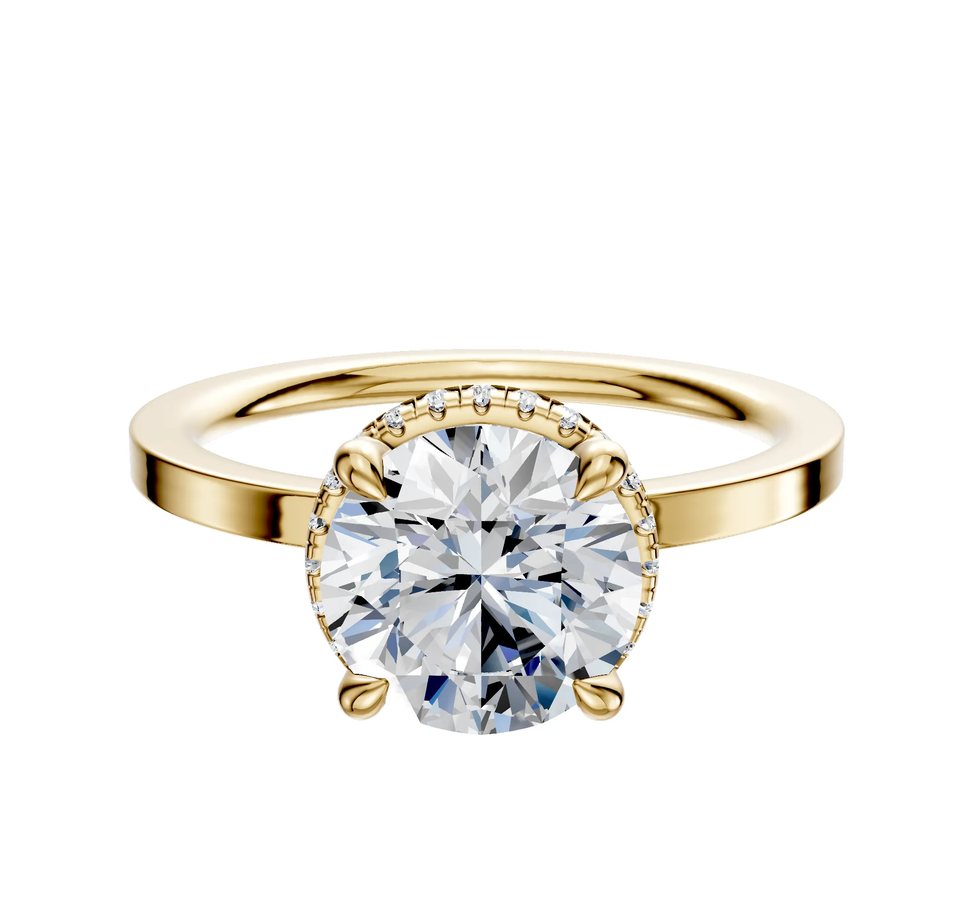 18K Yellow Gold 4 Prong Collar Classic Flat 1.5mm Engagement Ring sold by Promise By Effy