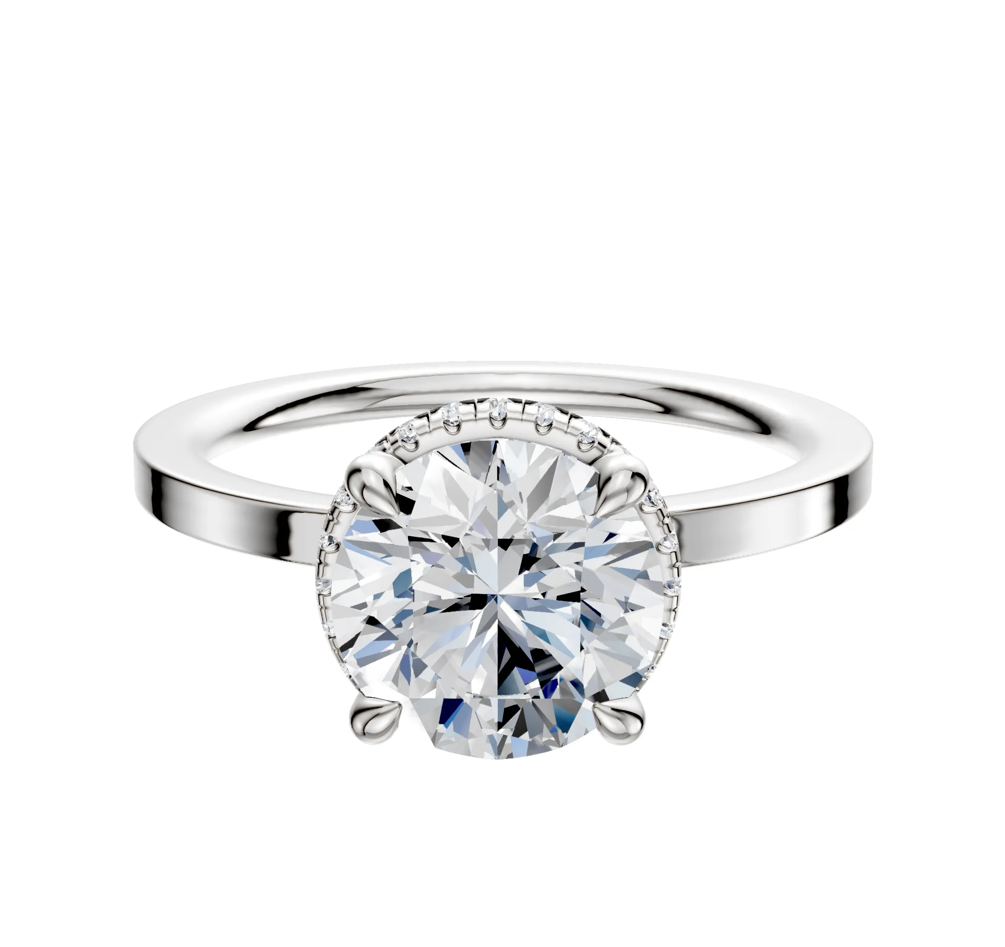 Platinum 4 Prong Collar Classic Flat 1.5mm Engagement Ring sold by Promise By Effy