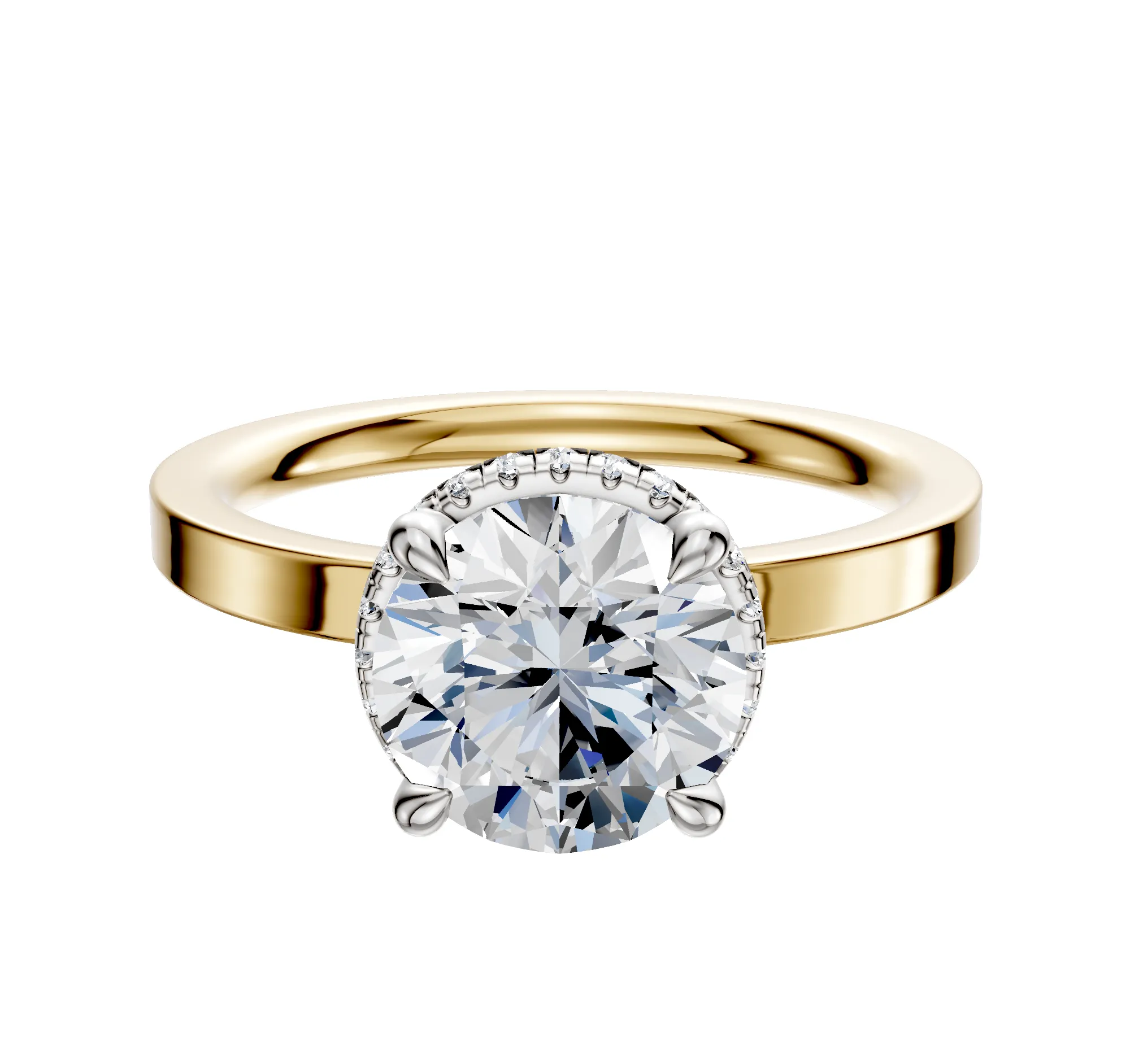 18K Two Tone 4 Prong Collar Classic Flat 2.0mm Engagement Ring sold by Promise By Effy