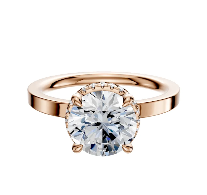 18K Rose Gold 4 Prong Collar Classic Flat 2.0mm Engagement Ring sold by Promise By Effy