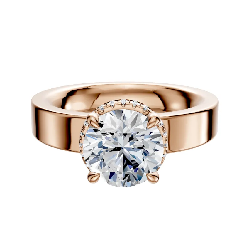 18K Rose Gold 4 Prong Collar Classic Flat 4.0mm Engagement Ring sold by Promise By Effy