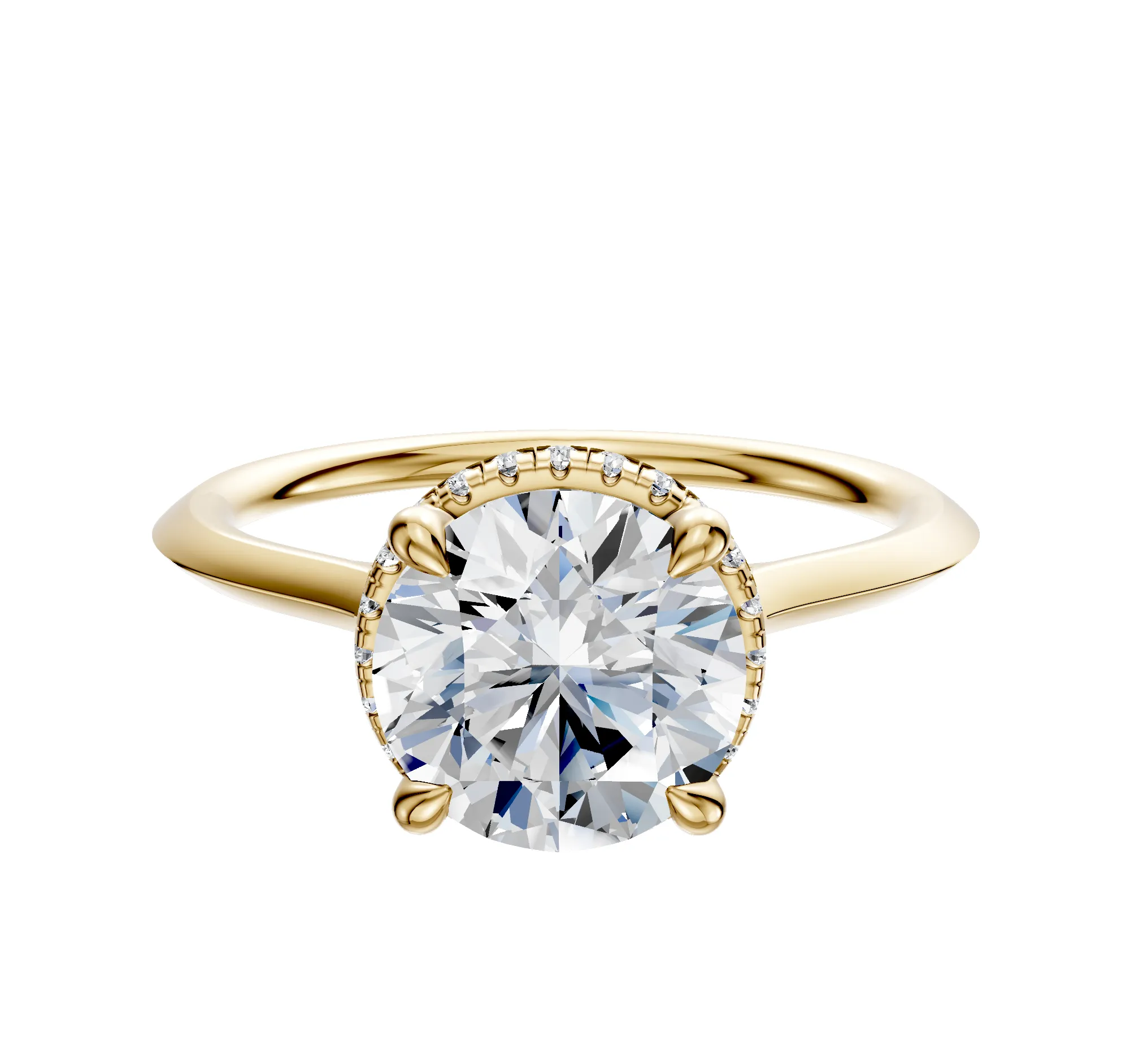 14K Yellow Gold 4 Prong Collar Cathedral Knife Edge 1.5mm Engagement Ring sold by Promise By Effy