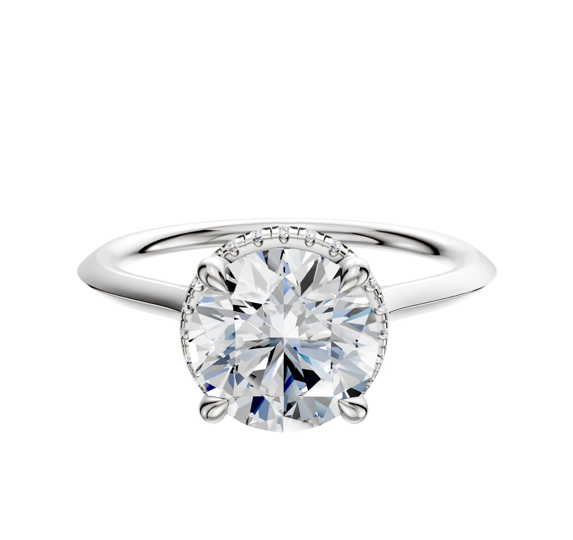 18K White Gold 4 Prong Collar Cathedral Knife Edge 1.5mm Engagement Ring sold by Promise By Effy
