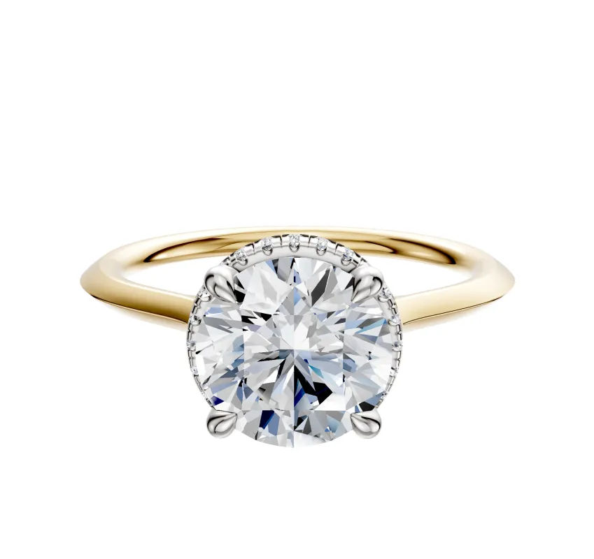 18K Two Tone 4 Prong Collar Cathedral Knife Edge 1.5mm Engagement Ring sold by Promise By Effy