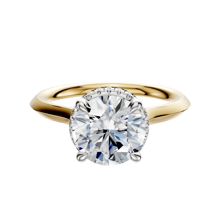 14K Two Tone 4 Prong Collar Cathedral Knife Edge 2.0mm Engagement Ring sold by Promise By Effy