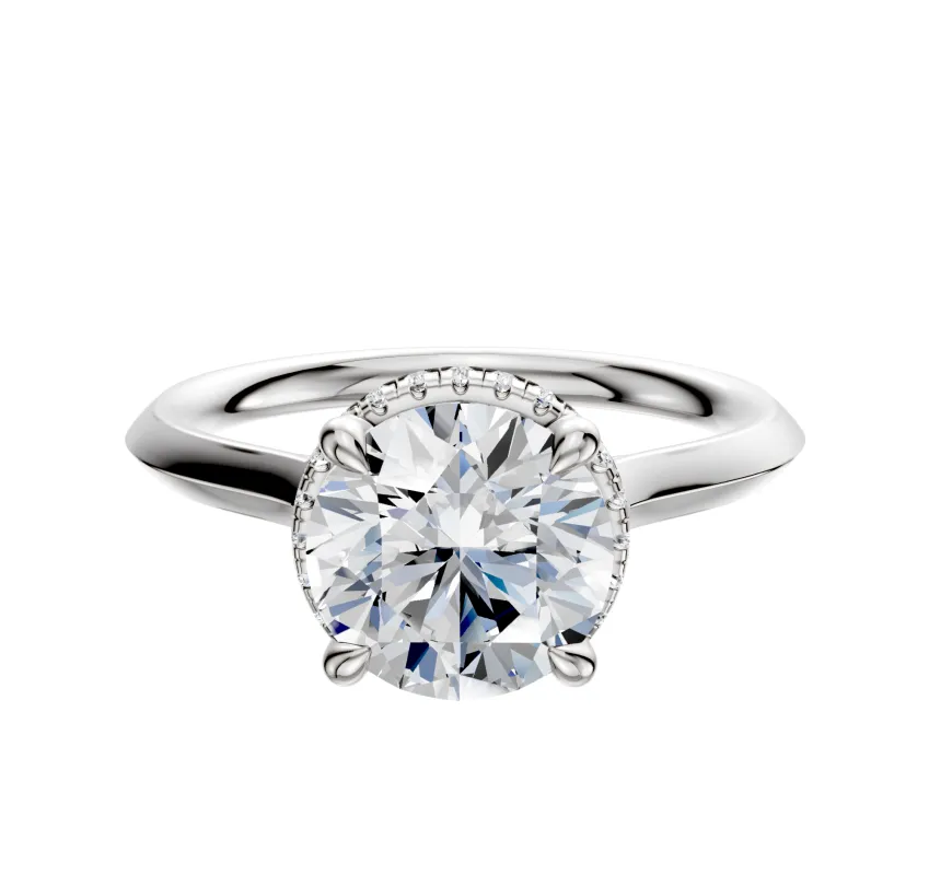 Platinum 4 Prong Collar Cathedral Knife Edge 2.0mm Engagement Ring sold by Promise By Effy