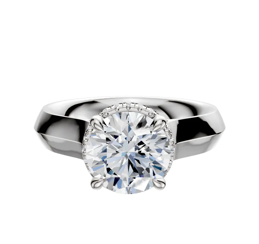 18K White Gold 4 Prong Collar Cathedral Knife Edge 4.0mm Engagement Ring sold by Promise By Effy