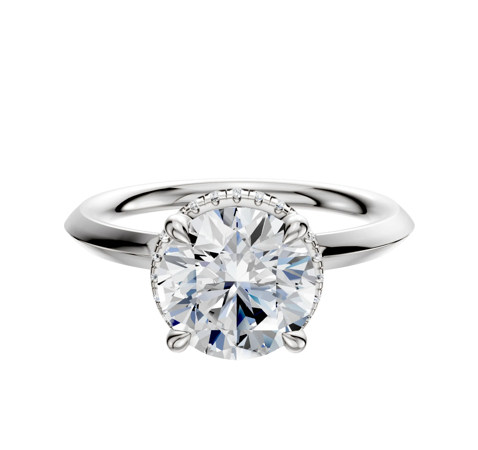 14K White Gold 4 Prong Collar Classic Knife Edge 2.0mm Engagement Ring sold by Promise By Effy