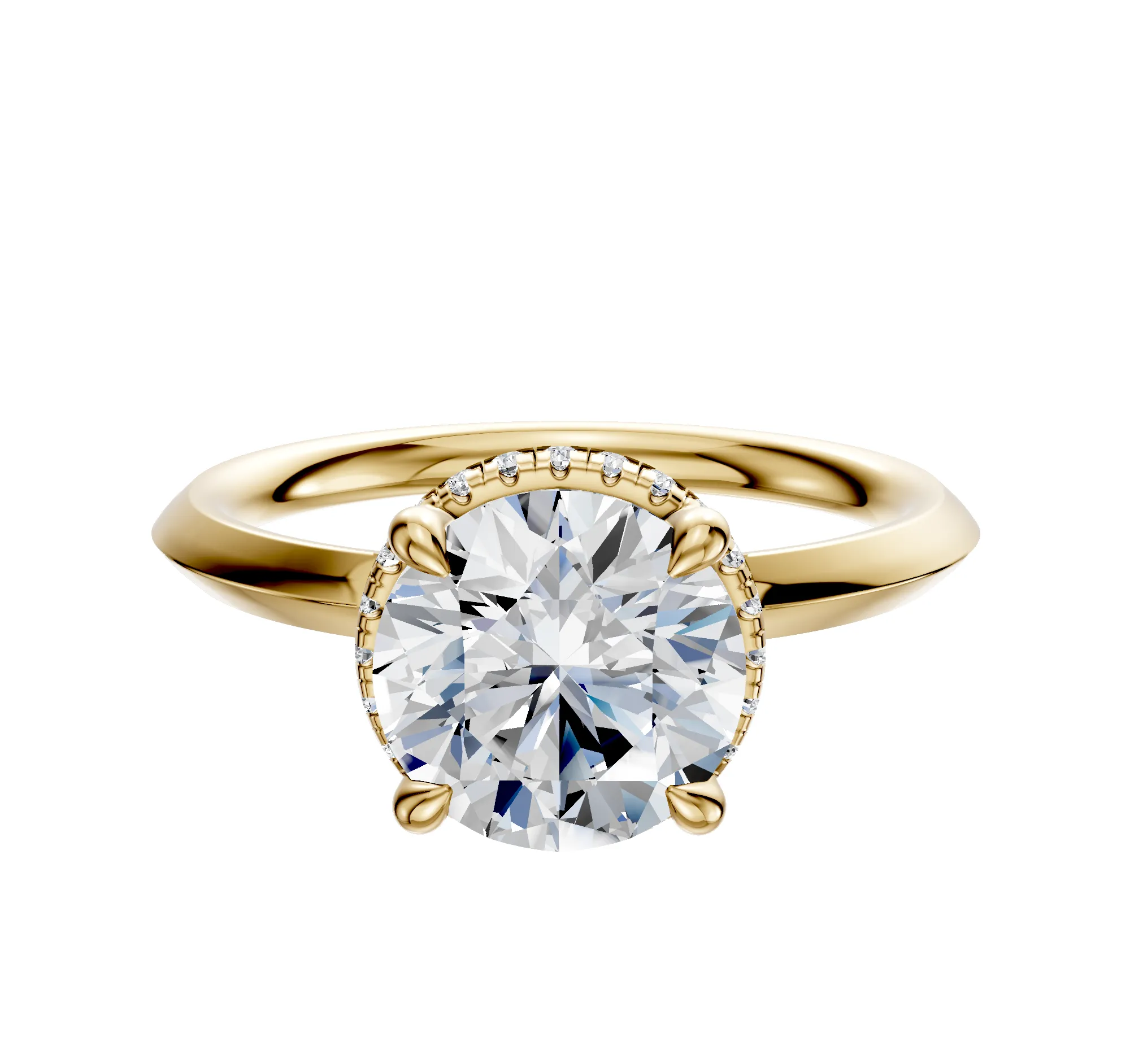 14K Yellow Gold 4 Prong Collar Classic Knife Edge 2.0mm Engagement Ring sold by Promise By Effy