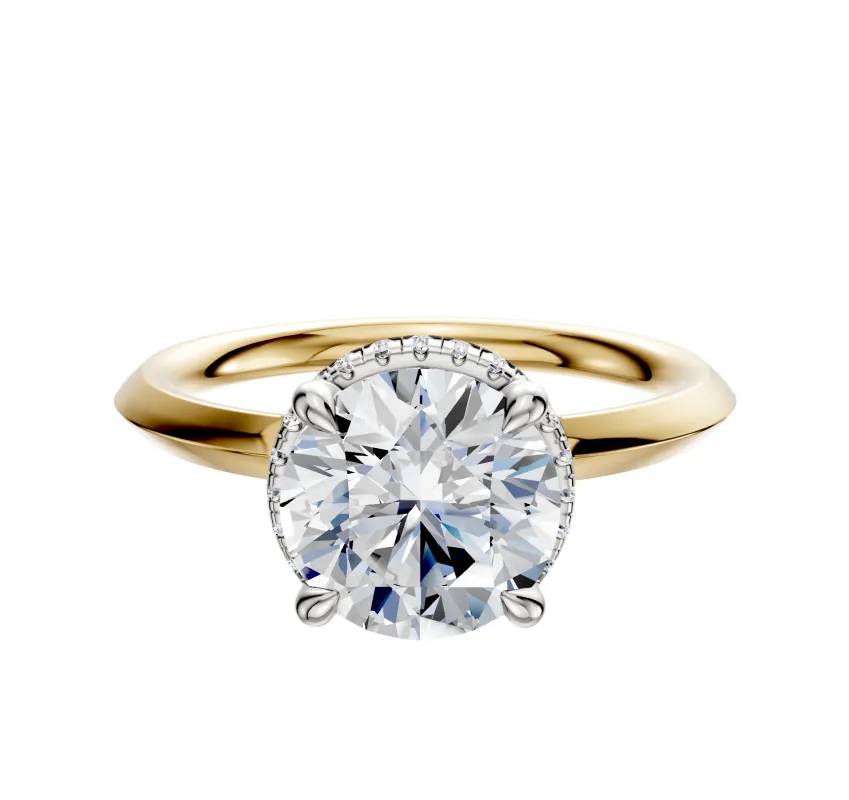 14K Two Tone 4 Prong Collar Classic Knife Edge 2.0mm Engagement Ring sold by Promise By Effy