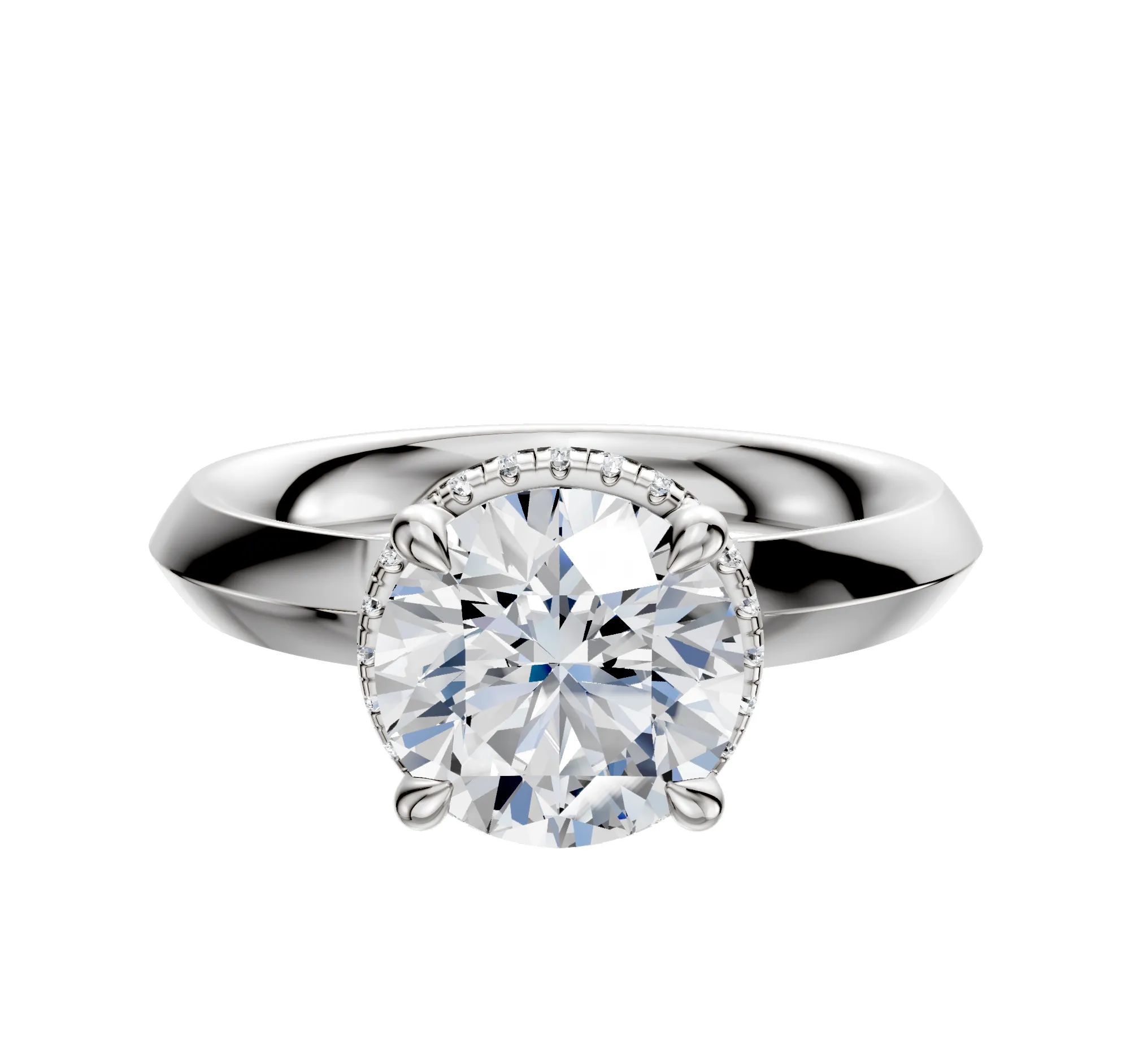 14K White Gold 4 Prong Collar Classic Knife Edge 3.0mm Engagement Ring sold by Promise By Effy