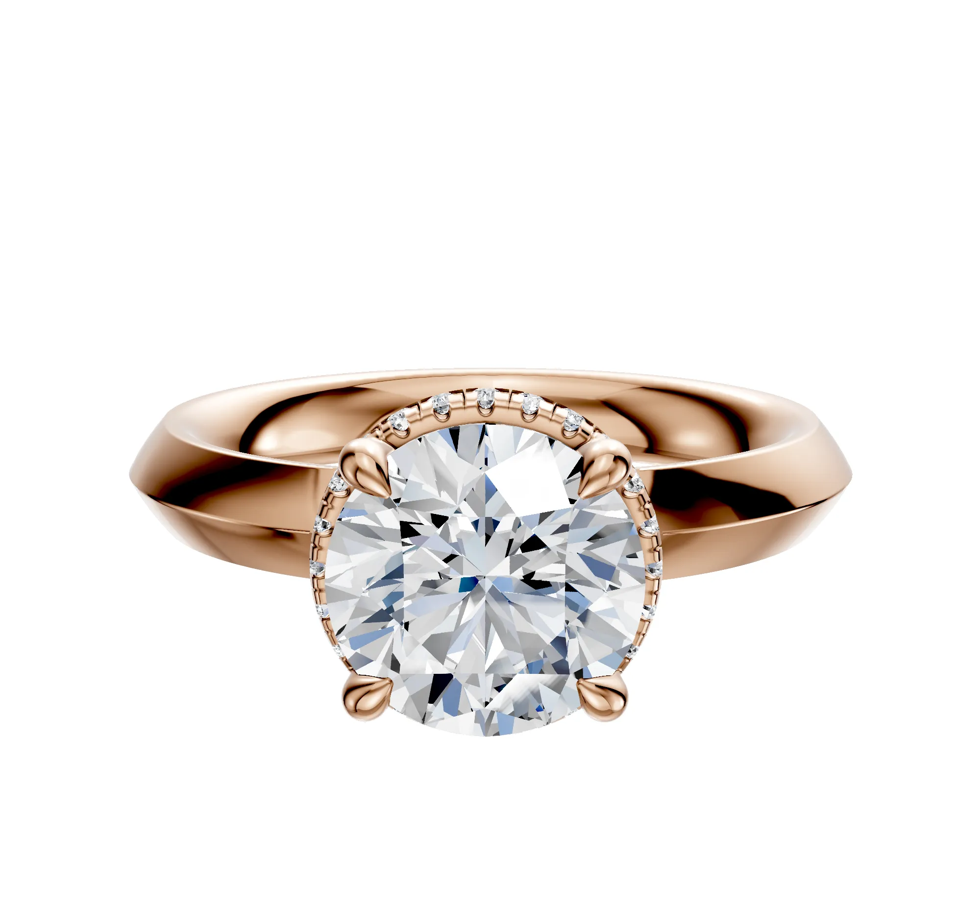 14K Rose Gold 4 Prong Collar Classic Knife Edge 3.0mm Engagement Ring sold by Promise By Effy