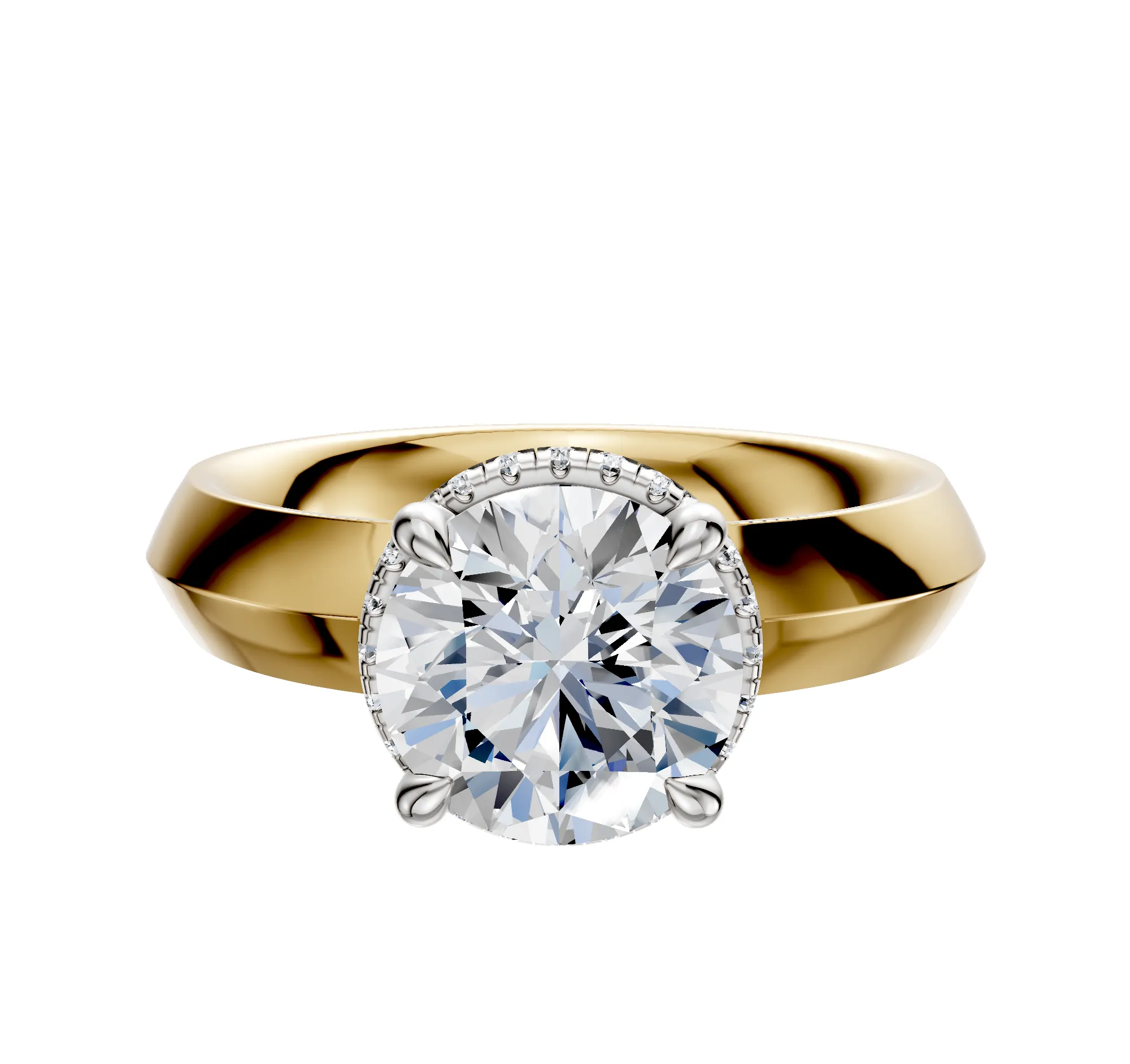 14K Two Tone 4 Prong Collar Classic Knife Edge 4.0mm Engagement Ring sold by Promise By Effy