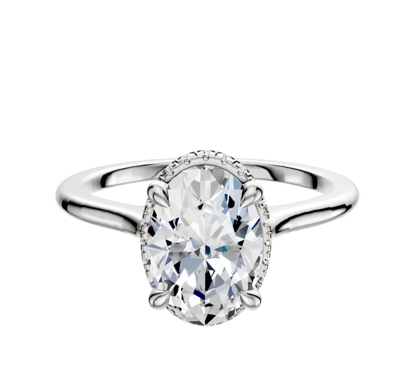14K White Gold 4 Prong Collar Cathedral Dome 1.5mm Engagement Ring sold by Promise By Effy