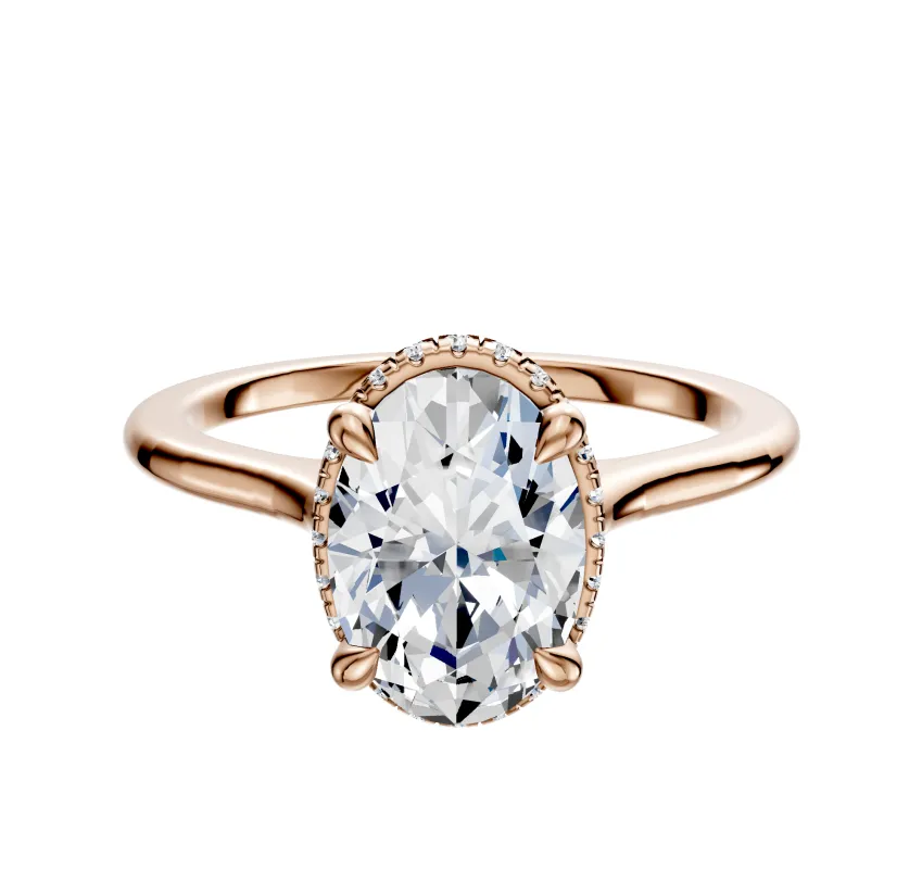 14K Rose Gold 4 Prong Collar Cathedral Dome 1.5mm Engagement Ring sold by Promise By Effy