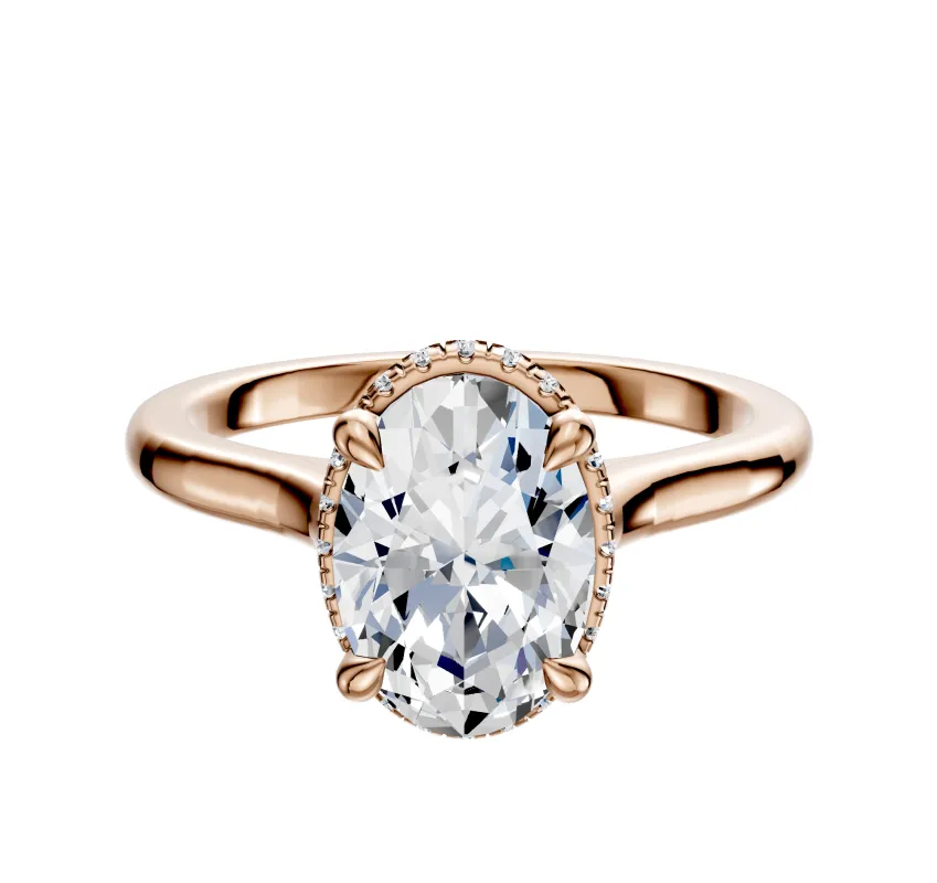 18K Rose Gold 4 Prong Collar Cathedral Dome 2.0mm Engagement Ring sold by Promise By Effy