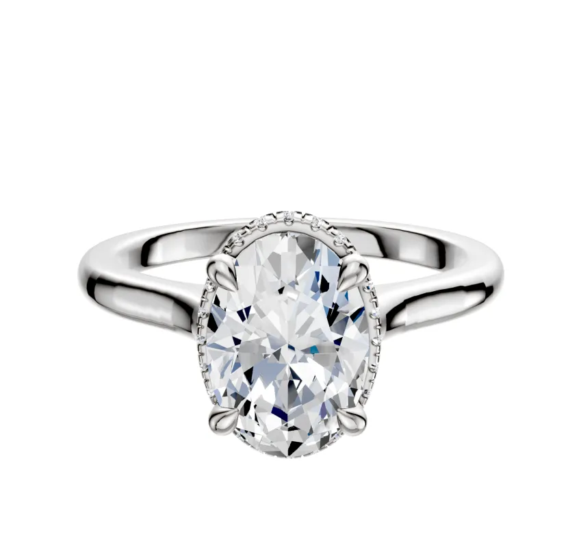 Platinum 4 Prong Collar Cathedral Dome 2.0mm Engagement Ring made by Promise By Effy